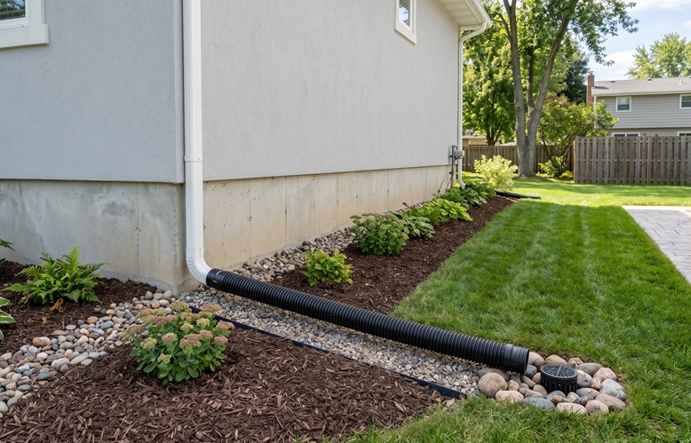 Finished seamless gutter and downspout installation in Southeast Michigan